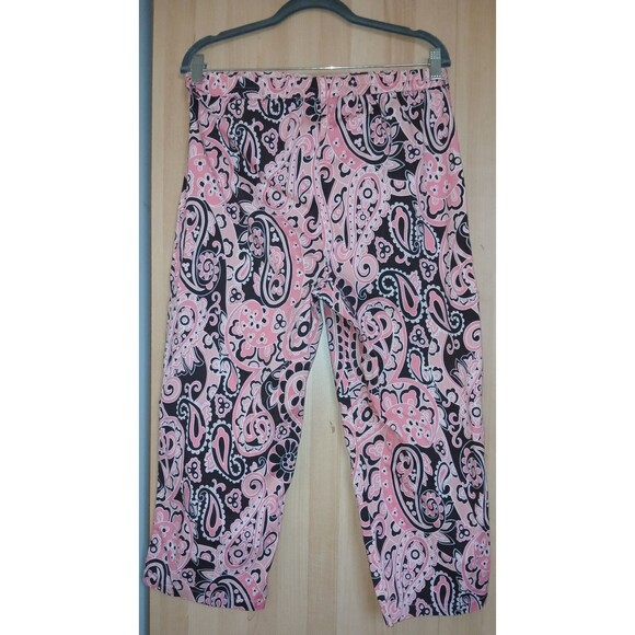 Cotton Zone Pink Women’s Cropped Pants Sz XL Paisley Boho Vacation Travel - Picture 2 of 8